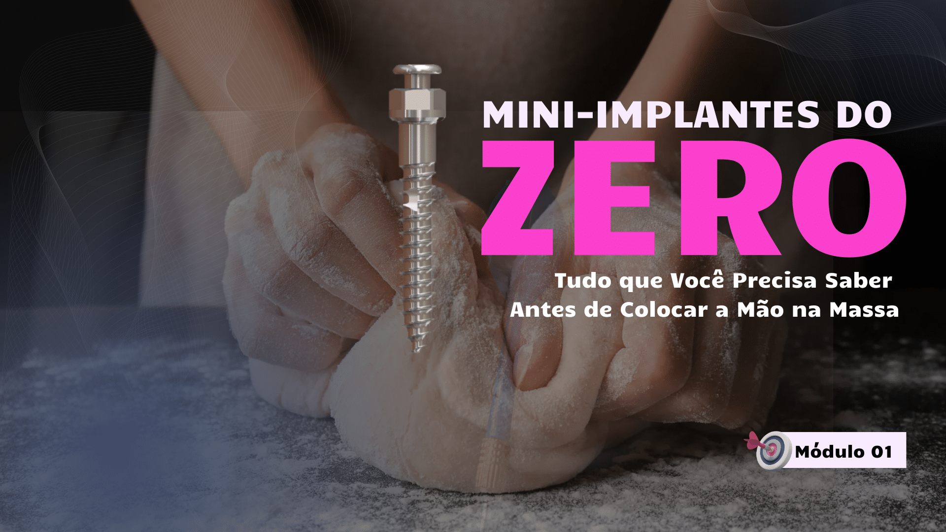 Dentista com luvas se preparando para instalação de mini-implantes, representando início de curso de mini-implantes ortodônticos